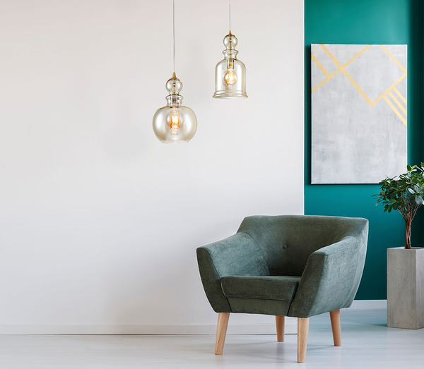 Pendelleuchte Tone Typ B - Farbglas / Mischmetall - 1-flammig