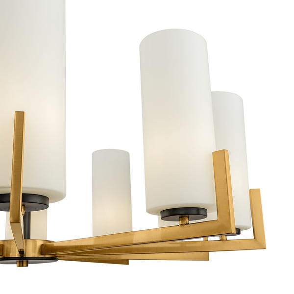 Kronleuchter Fortano - Milchglas / Mischmetall - 10-flammig - Flammenanzahl: 10