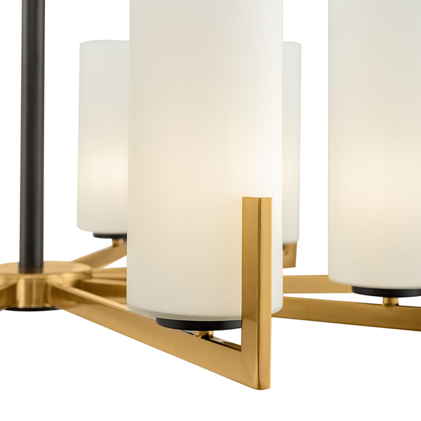 Kronleuchter Fortano - Milchglas / Mischmetall - 10-flammig - Flammenanzahl: 10
