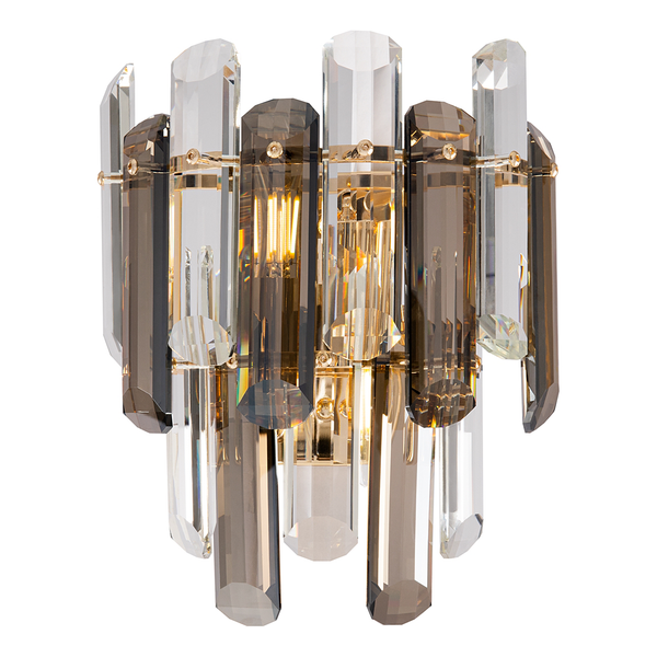 Wandleuchte Flare - Kristallglas / Mischmetall - 2-flammig