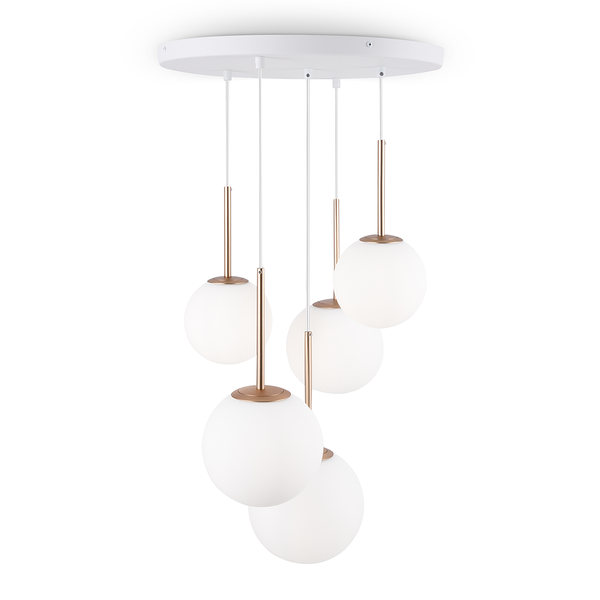 Pendelleuchte Basicform Typ G - Milchglas / Mischmetall - 5-flammig