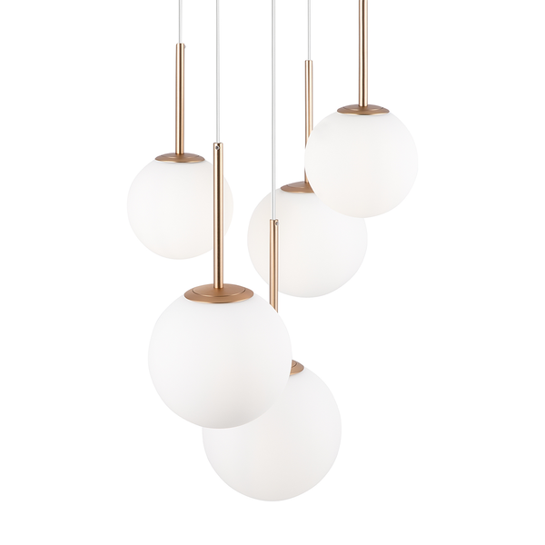 Pendelleuchte Basicform Typ G - Milchglas / Mischmetall - 5-flammig