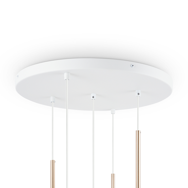 Pendelleuchte Basicform Typ G - Milchglas / Mischmetall - 5-flammig