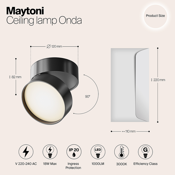 LED-Deckenleuchte Onda Typ C - Aluminium - 1-flammig