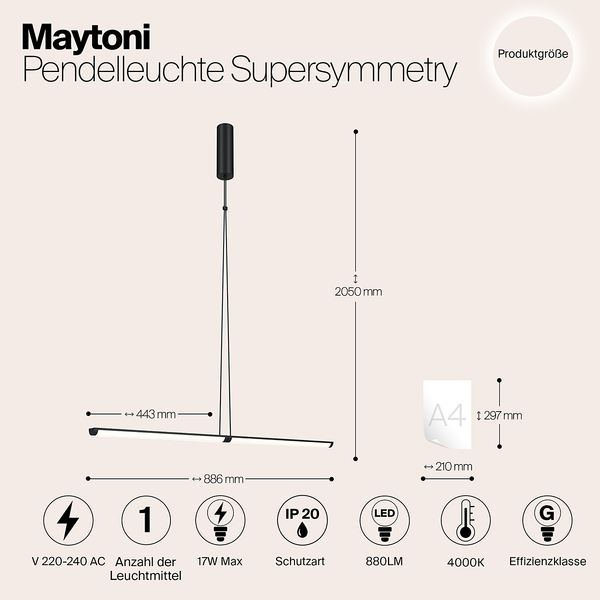 LED-Pendelleuchte Supersymmetry - Glas / Aluminium - 1-flammig