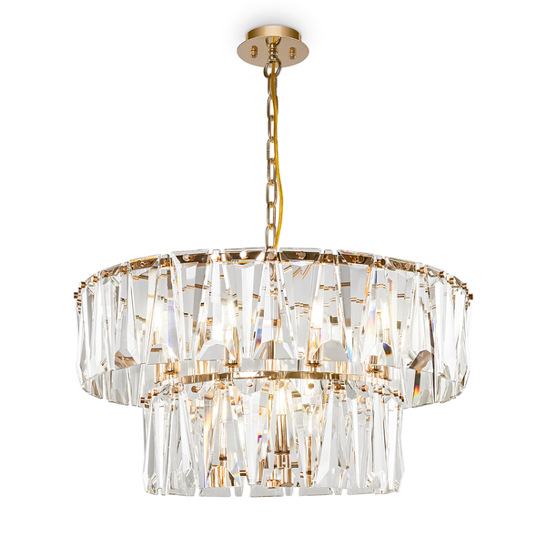 Pendelleuchte Puntes Typ B - Kristallglas / Mischmetall - 12-flammig - Gold