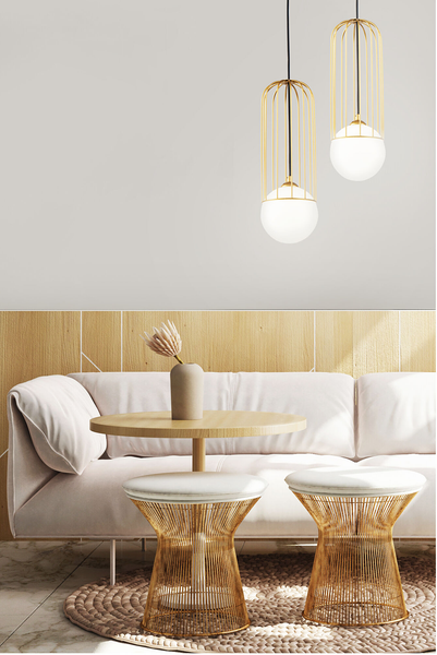 Pendelleuchte Telford Typ B - Milchglas / Mischmetall - 1-flammig