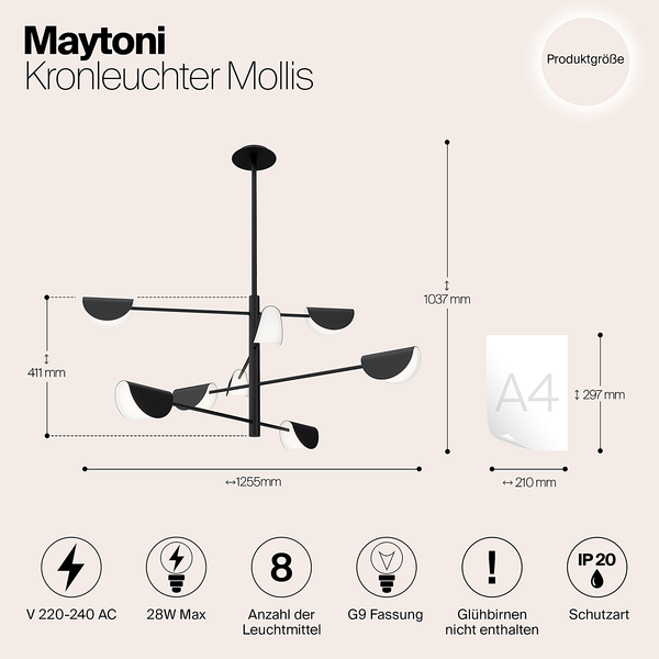 Kronleuchter Mollis - Acrylglas / Mischmetall - 8-flammig