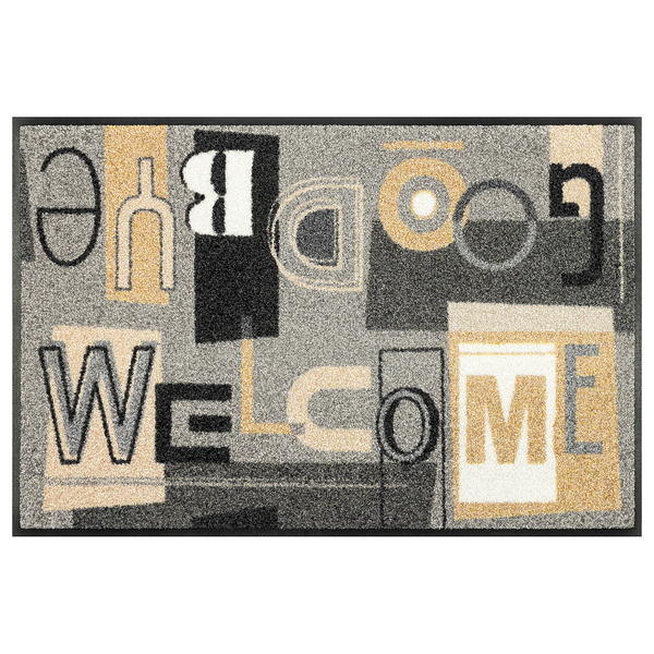 Fuß- & Sauberlaufmatte Welcome & Goodbye - Polyamid / Nitrilgummi - Grau / Beige - 50 x 75 cm