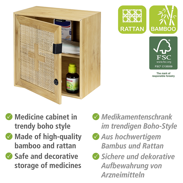 Medizinschrank Allegre - Rattan / Bambus