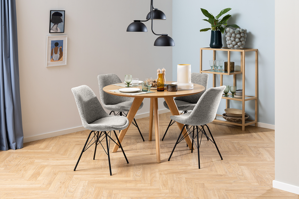 Polsterstuhl Bonito 2er-Set - Bouclé Stoff Moena: Grau