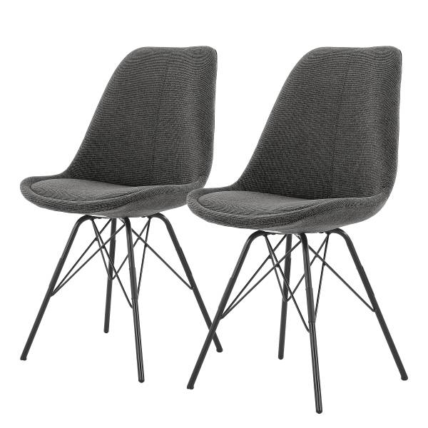 Polsterstuhl Bonito 2er-Set - Strukturstoff Chelsi: Anthrazit