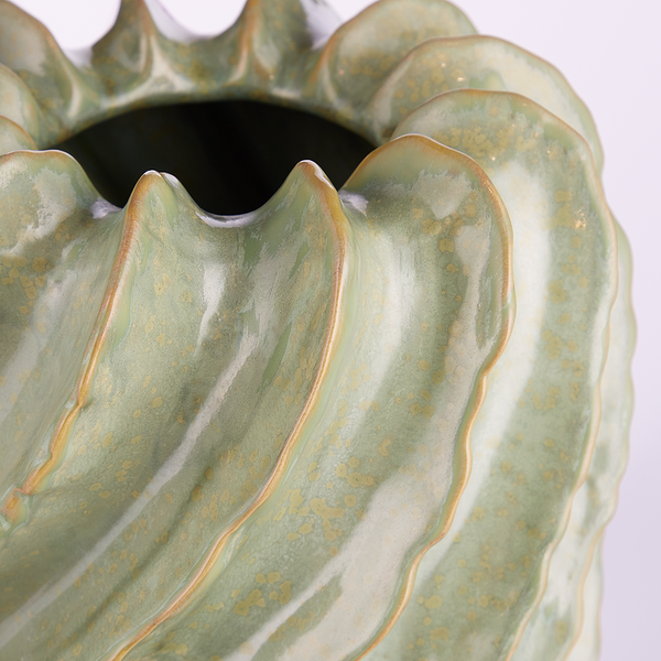 Vase ORGANIC - Steingut - Pastellgrün