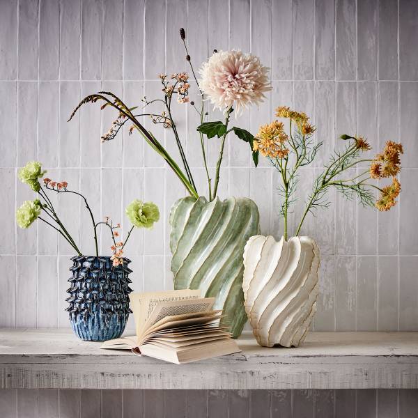 Vase ORGANIC - Steingut - Pastellgrün