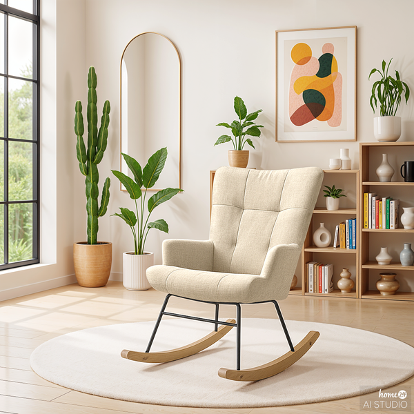 Schaukelsessel OURA - Webstoff Roge: Beige