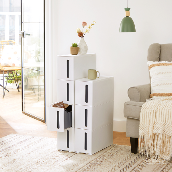 Badregal Mansura mit 4 Schubladen - Grau