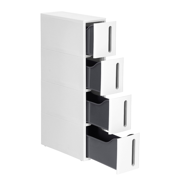Badregal Mansura mit 4 Schubladen - Grau