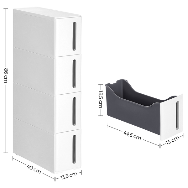Badregal Mansura mit 4 Schubladen - Grau