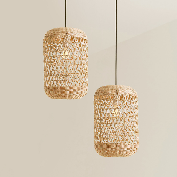 Pendelleuchte Aurora Typ B - Rattan / Aluminium - 1-flammig