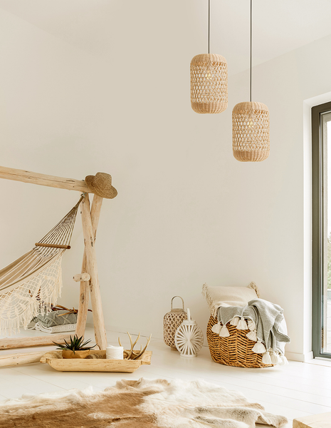 Pendelleuchte Aurora Typ B - Rattan / Aluminium - 1-flammig