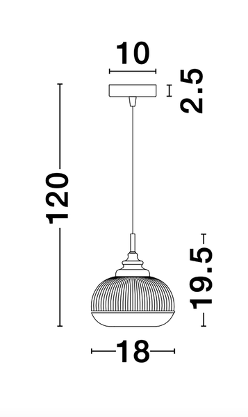 Pendelleuchte Mond Typ C - Klarglas / Aluminium - 1-flammig