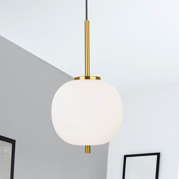 Pendelleuchte Lato Typ A - Opalglas / Aluminium - 1-flammig - Gold