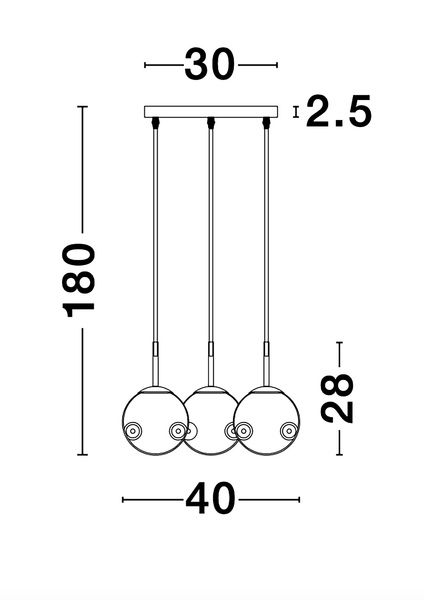 Pendelleuchte Spada - Aluminium - Durchmesser: 40 cm - Flammenanzahl: 3