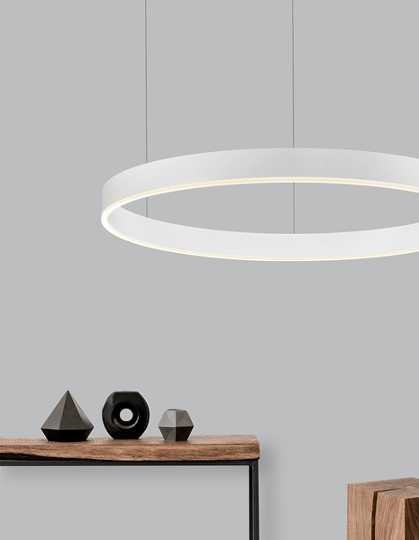 Pendelleuchte Motif Typ A - Aluminium - 1-flammig - Weiß - Durchmesser: 80 cm