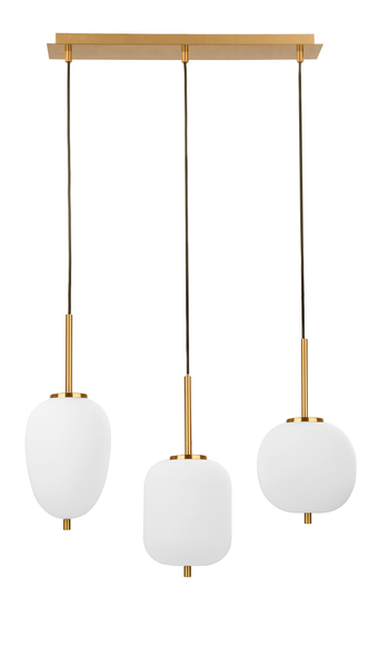 Pendelleuchte Lato Typ E - Opalglas / Aluminium - 3-flammig - Gold