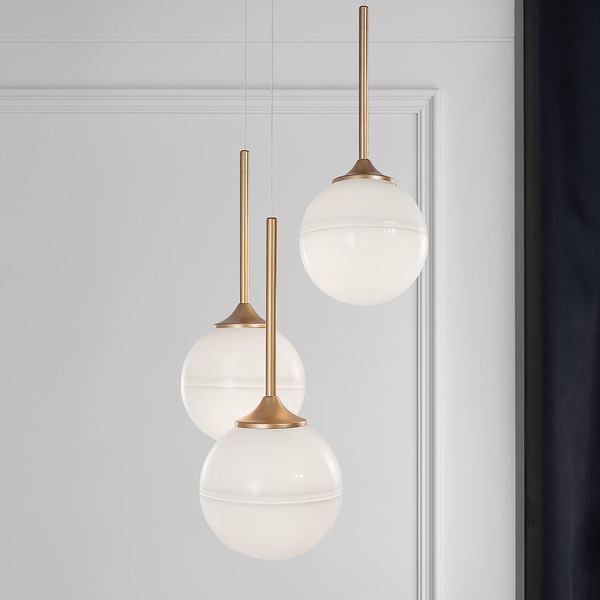 Pendelleuchte Cantona - Milchglas / Aluminium - 3-flammig - Durchmesser: 25 cm