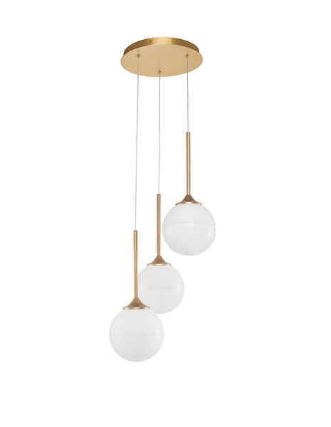 Pendelleuchte Cantona - Milchglas / Aluminium - 3-flammig - Durchmesser: 25 cm
