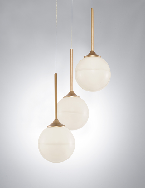 Pendelleuchte Cantona - Milchglas / Aluminium - 3-flammig - Durchmesser: 25 cm