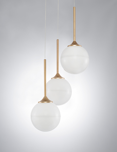 Pendelleuchte Cantona - Milchglas / Aluminium - 3-flammig - Durchmesser: 25 cm