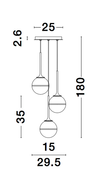 Pendelleuchte Cantona - Milchglas / Aluminium - 3-flammig - Durchmesser: 25 cm