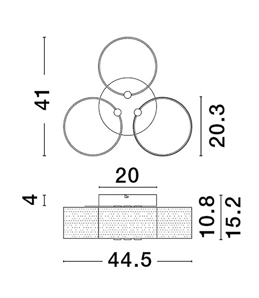 Deckenleuchte Gatlin - Aluminium - Durchmesser: 45 cm - Flammenanzahl: 3