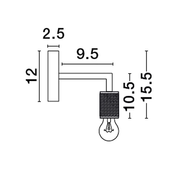 Wandleuchte Royal Typ A - Aluminium - 1-flammig - Schwarz