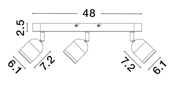 Deckenleuchte Orson - Aluminium - 3-flammig - Flammenanzahl: 3 - Tiefe: 48 cm