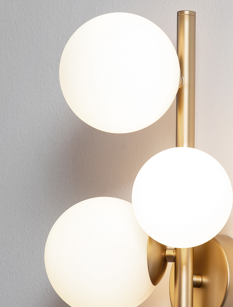 Wandleuchte Odillia Typ A - Klarglas / Aluminium - 3-flammig - Gold