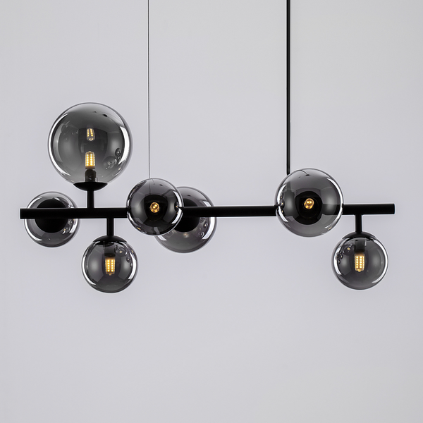 Pendelleuchte Odillia Typ C - Rauchglas / Aluminium - 7-flammig - Schwarz