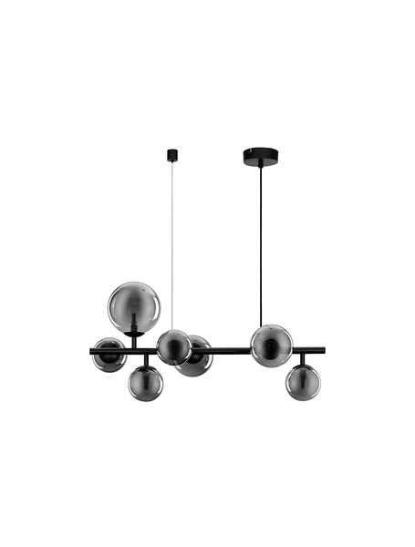 Pendelleuchte Odillia Typ C - Rauchglas / Aluminium - 7-flammig - Schwarz