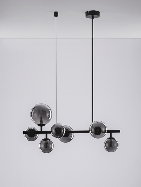 Pendelleuchte Odillia Typ C - Rauchglas / Aluminium - 7-flammig - Schwarz