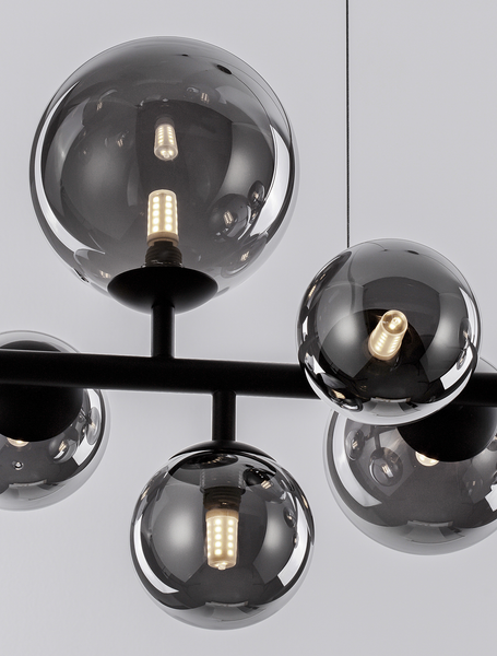 Pendelleuchte Odillia Typ C - Rauchglas / Aluminium - 7-flammig - Schwarz