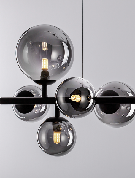 Pendelleuchte Odillia Typ C - Rauchglas / Aluminium - 7-flammig - Schwarz