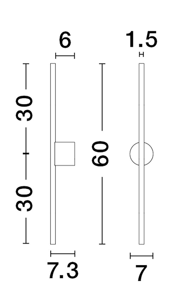 Wandleuchte Aden Typ A - Aluminium - 1-flammig - Höhe: 60 cm