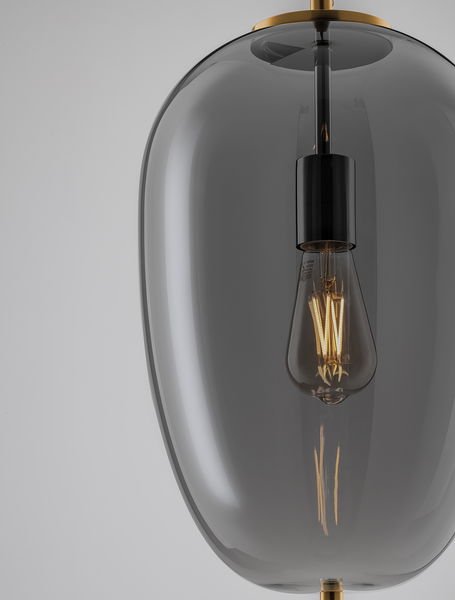Pendelleuchte Lato Typ G - Rauchglas / Aluminium - 1-flammig