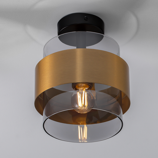 Deckenleuchte Sianna Typ A - Rauchglas / Aluminium - 1-flammig
