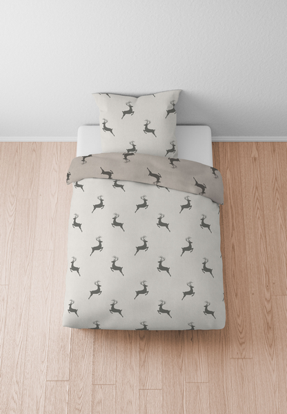 Melange-Flanell Bettwäsche Rosin - Beige - 135 x 200 cm + Kissen 80 x 80 cm