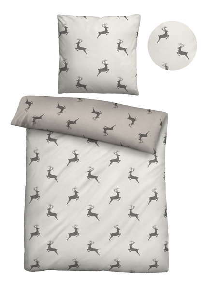Melange-Flanell Bettwäsche Rosin - Beige - 155 x 200 cm + Kissen 80 x 80 cm