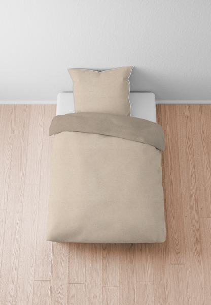 Melange-Flanell Bettwäsche Zordo - Beige - 135 x 200 cm + Kissen 80 x 80 cm