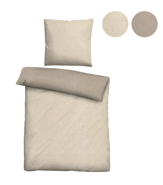 Melange-Flanell Bettwäsche Zordo - Beige - 135 x 200 cm + Kissen 80 x 80 cm